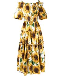 Dolce & Gabbana Jurk Met Zonnebloemprint - Geel