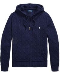 Polo Ralph Lauren - Cable-Knit Zip-Up Hooded Cardigan - Lyst