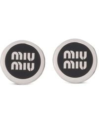 Miu Miu - Emaillierte Ohrringe Mit Logo - Lyst