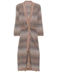 D.exterior - Geometric-Pattern Belted Cardigan - Lyst