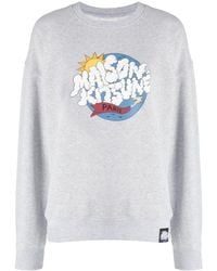 Maison Kitsuné - Katoenen Sweater Met Logoprint - Lyst