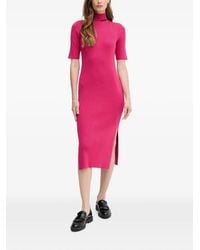 DKNY - Logo-Embroidered Ribbed-Knit Midi Dress - Lyst