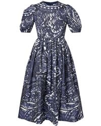 Erdem - Puff-Sleeve Midi Dress - Lyst