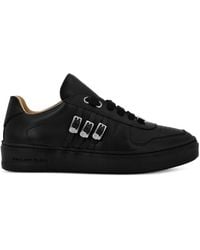 Philipp Plein - Smooth Leather Low-Top Sneakers With Jewel Buckle And Engraved Logo - Lyst