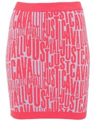 Just Cavalli - Geribbelde Mini-Rok Met Logo - Lyst