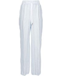 Peserico - Pinstriped Linen Straight Trousers - Lyst