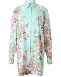 Roberto Cavalli - Naturalistic-Motif Shirt Mini Dress - Lyst