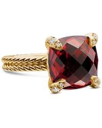 David Yurman - 18Kt Chatelaine Garnet And Diamond Ring (11Mm) - Lyst