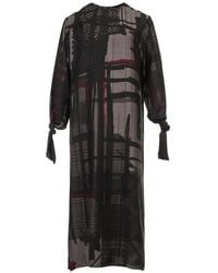 Y's Yohji Yamamoto - Robe Mi-Longue À Imprimé Abstrait Et Détail Noué - Lyst
