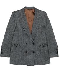 Blazé Milano - Herringbone-Pattern Double-Breasted Blazer - Lyst