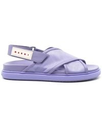 Marni - Mesh-Sandalen Mit Logo-Patch - Lyst