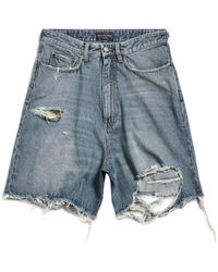 Balenciaga - Shorts denim con effetto vissuto - Lyst