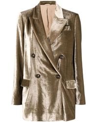 Brunello Cucinelli - Double-Breasted Velvet Blazer - Lyst