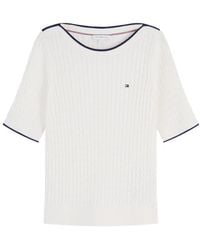 Tommy Hilfiger - Cable-Knit Short-Sleeve Sweater - Lyst
