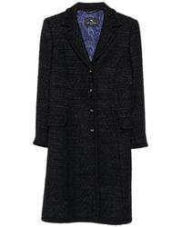 Etro - Tweed Notched-Lapels Coat - Lyst