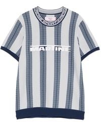 Martine Rose - And Striped Viscose Blend Knit T-Shirt With Logo On The Front - Lyst