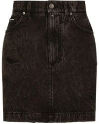 Dolce & Gabbana - High-Waisted Denim Mini Skirt - Lyst