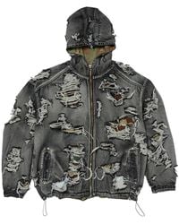 THUG CLUB - Hell Denim Gerafeld Denim Jack Met Capuchon - Lyst