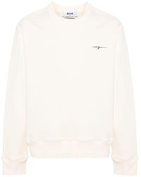 MSGM - Embroidered-logo Cotton Sweatshirt - Lyst