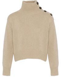 Yves Salomon - High-Neck Buttoned Sweater - Lyst