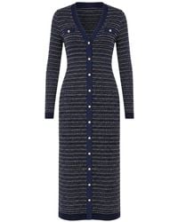Tommy Hilfiger - Striped V-Neck Midi Dress - Lyst