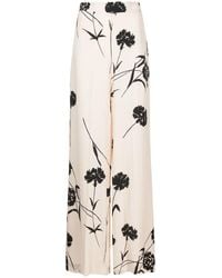 Twinset - Floral-Print Wide-Leg Trousers - Lyst