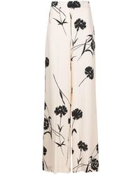 Twinset - Floral-Print Wide-Leg Trousers - Lyst