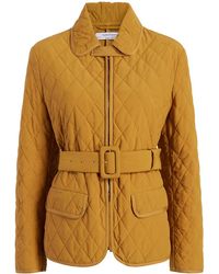 Another Tomorrow - Diamond-Quilted Belted Puffer Jacket - Lyst