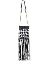 Versace - Houndstooth-Pattern Fringed-Hem Shoulder Bag - Lyst