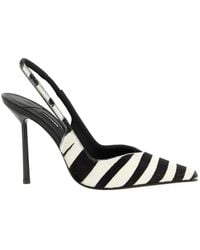 Le Silla - Zebra-Pattern Stiletto Slingback Heeled Pumps - Lyst