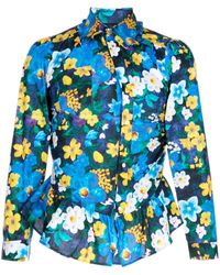 Egonlab - Floral-print Peplum-hem Cotton Shirt - Lyst