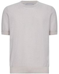 D4.0 - Striped-Detail Ribbed Crew-Neck T-Shirt - Lyst