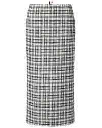 Thom Browne - Sheer Organza Ribbon Tweed Pencil Skirt With Fray Edge - Lyst