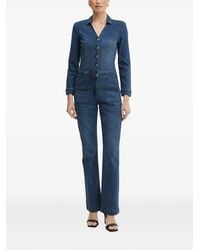 Morgan - Button-Up Denim Jumpsuit - Lyst
