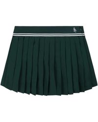 Sporty & Rich - Pleated Logo-Embroidery Mini Skirt - Lyst