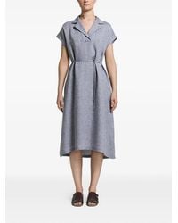 Peserico - Tie-Waist V-Neck Midi Dress - Lyst