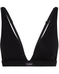 Karl Lagerfeld - Essential-Logo Plunge Bralette - Lyst