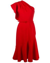 Oscar de la Renta Asymmetrische Jurk - Rood