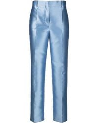 Alberta Ferretti - Satin Finish Straight-Leg Trousers - Lyst
