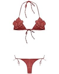 Oséree - Floral-Appliqué Lurex Swimsuit - Lyst