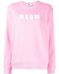 MSGM - Logo-print Crew-neck Sweatshirt - Lyst