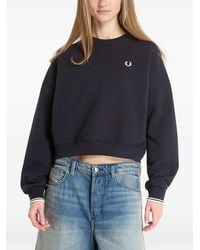 Fred Perry - Logo-Embroidered Tipped-Cuff Sweatshirt - Lyst