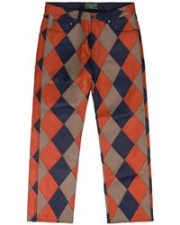 DENIM TEARS - Diamond-Patch Leather Trousers - Lyst