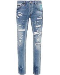 Philipp Plein - Straight Jeans Met Doodskopprint - Lyst