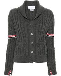 Thom Browne - Rwb-Stripe Cable-Knit Cardigan - Lyst