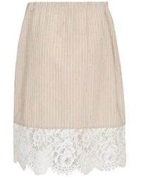 N°21 - Striped Lace-Hem Midi Skirt - Lyst