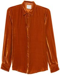 forte_forte - Velvet Knot-Button Blouse - Lyst