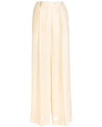 Peserico - Pleated Satin-Finish Palazzo Pants - Lyst