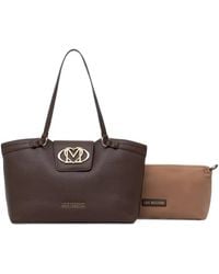 Love Moschino - Logo-Plaque Pebbled-Effect Tote Bag - Lyst