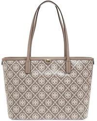 Tory Burch - T Monogram Coated Jacquard Small Zip Tote - Lyst